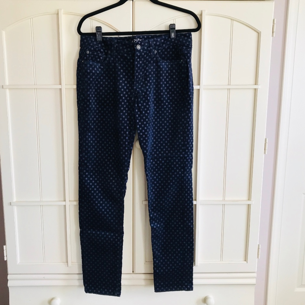 ✨LOFT Blue Velvet Polka Dot Skinny Jean Size 8